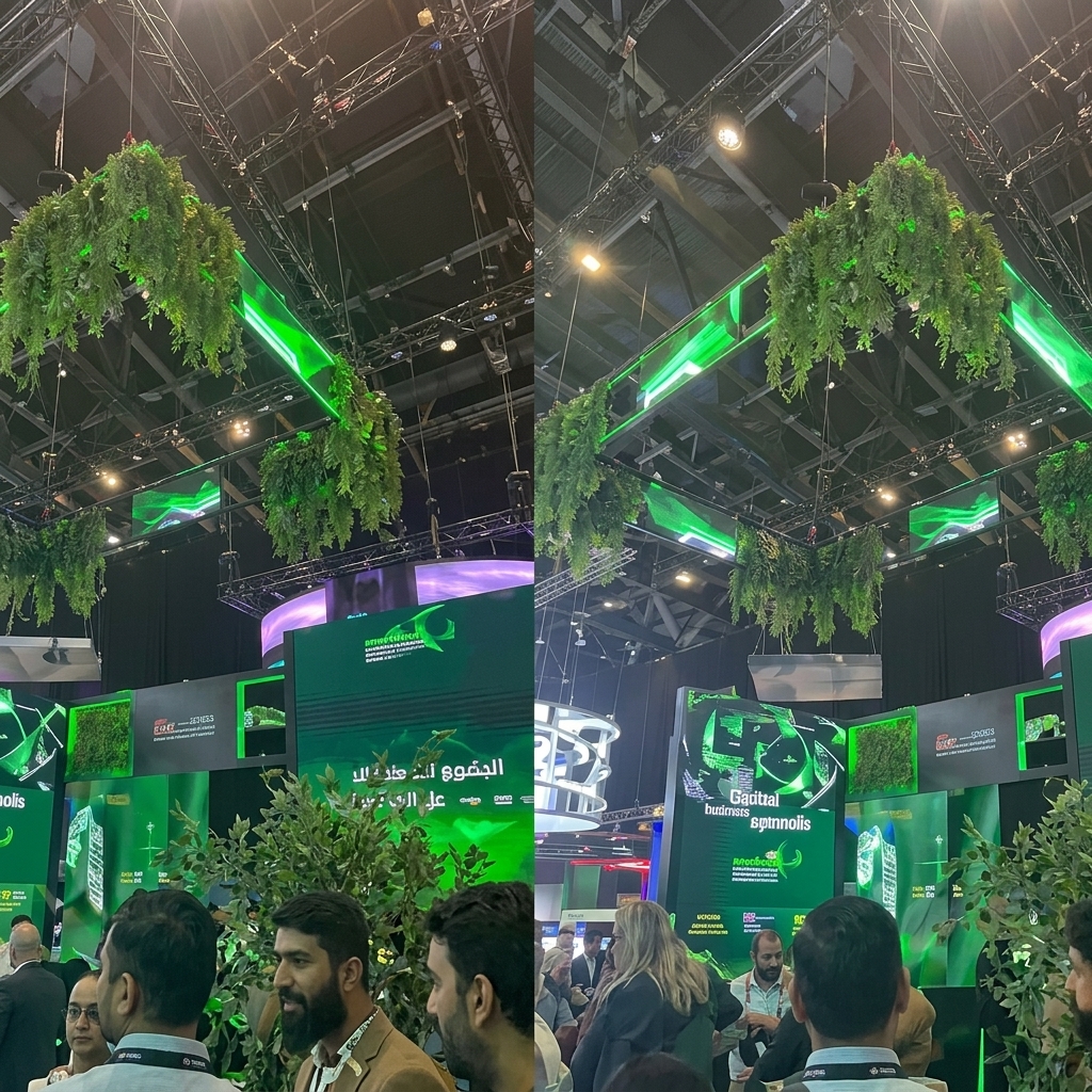 Tradeshow environment with neon lighting